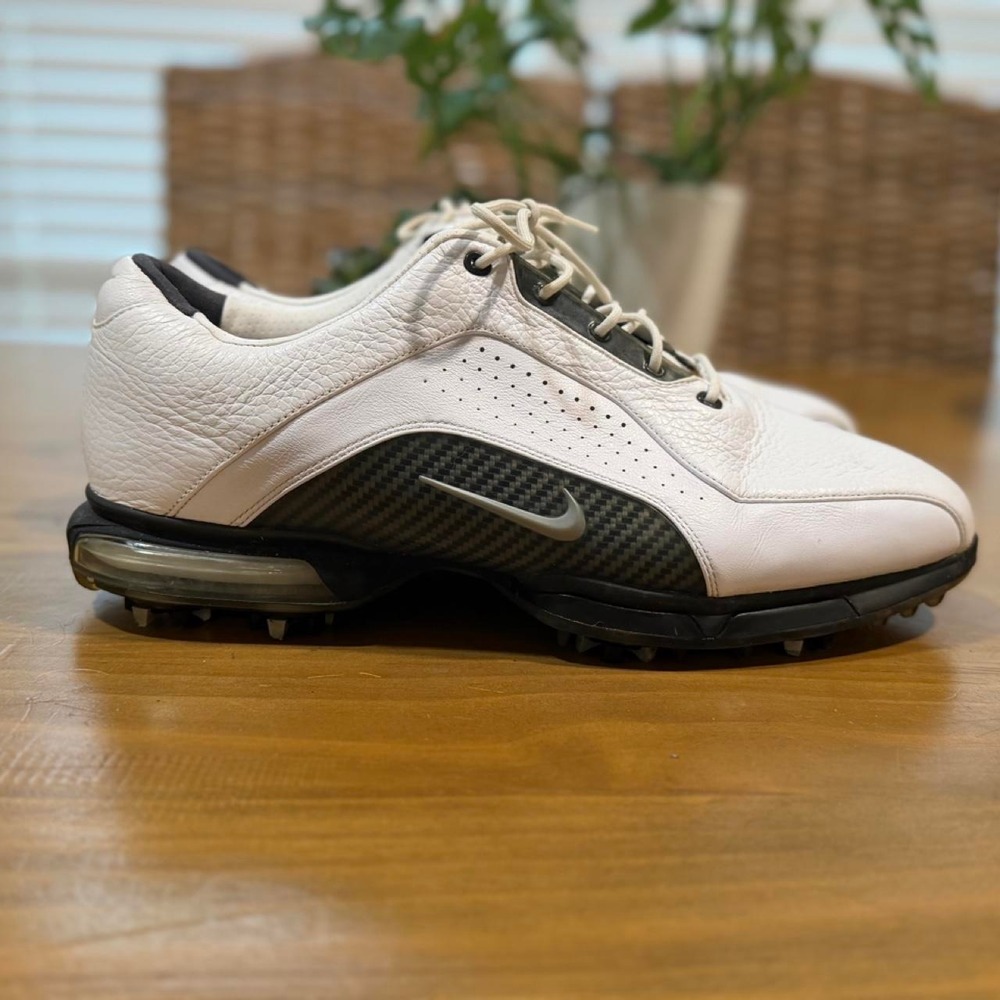 Nike Power Channel II Zoom White Leather Golf Shoes Men's Spiked Air Zoom